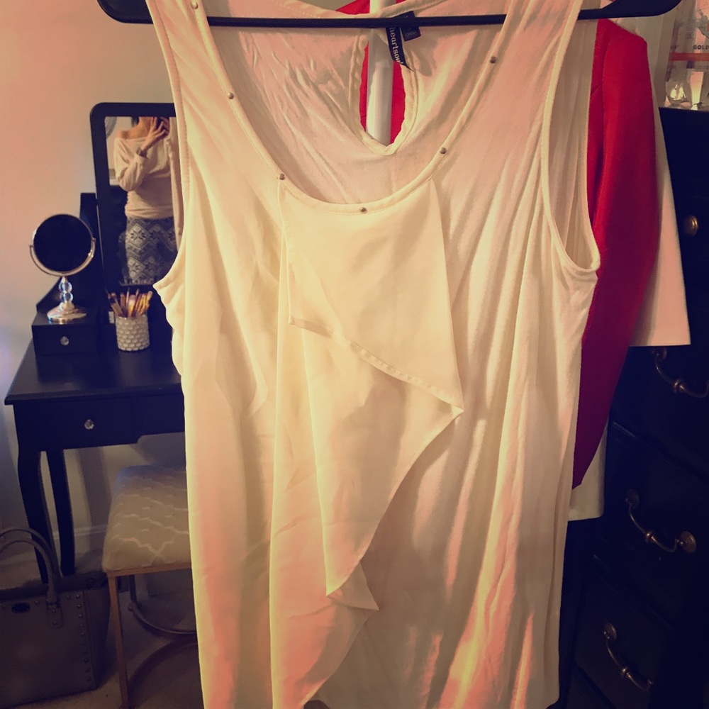 3/$15 Off white chiffon and cotton sleeveless cami